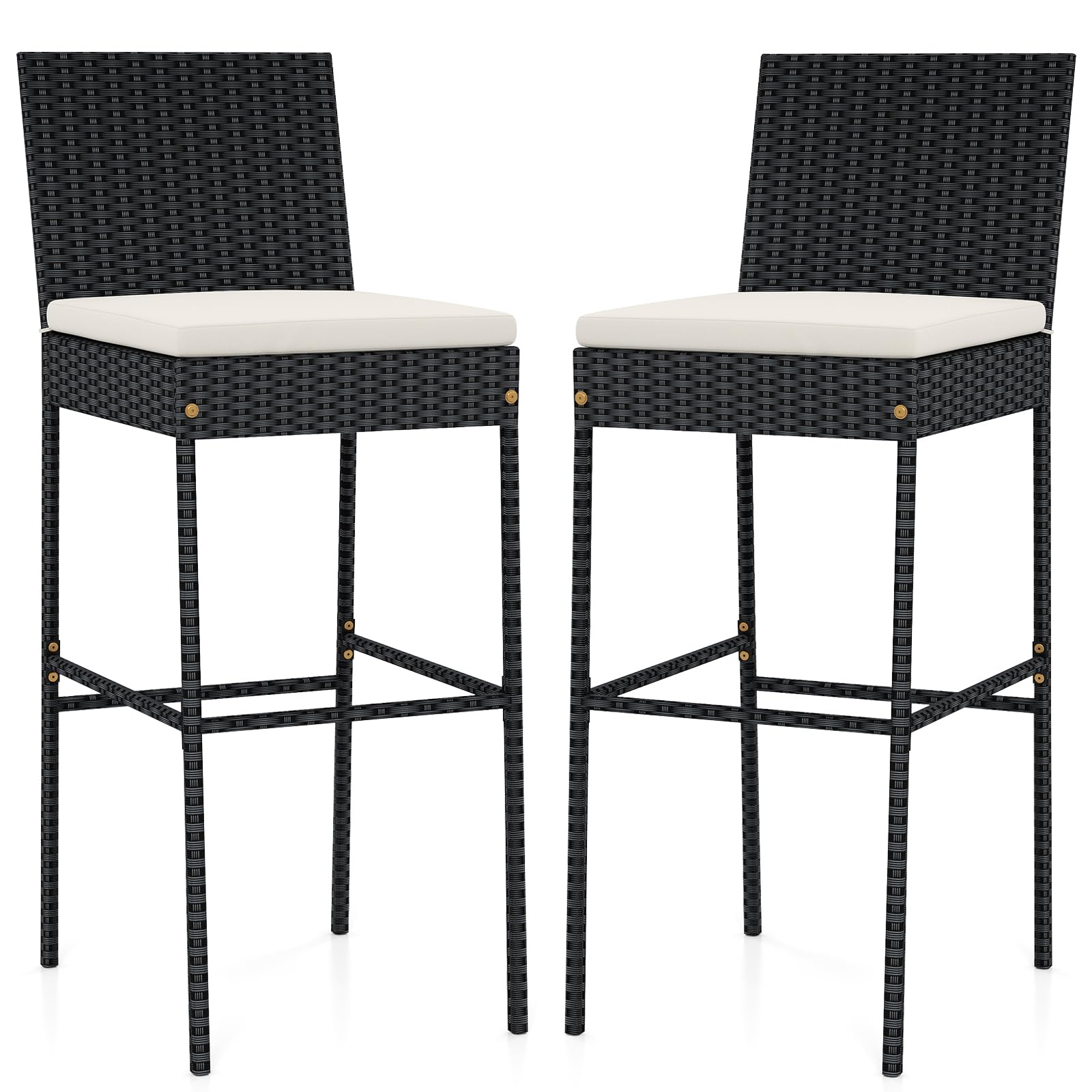 Tangkula Outdoor Bar Height Chair w/Soft Seat Cushion & Cozy Footrest